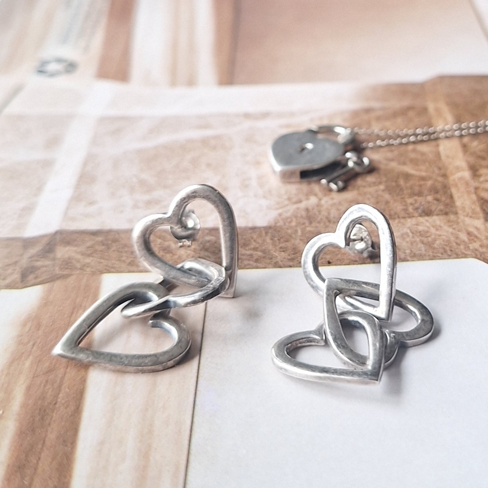 Vintage Triple Heart Earrings